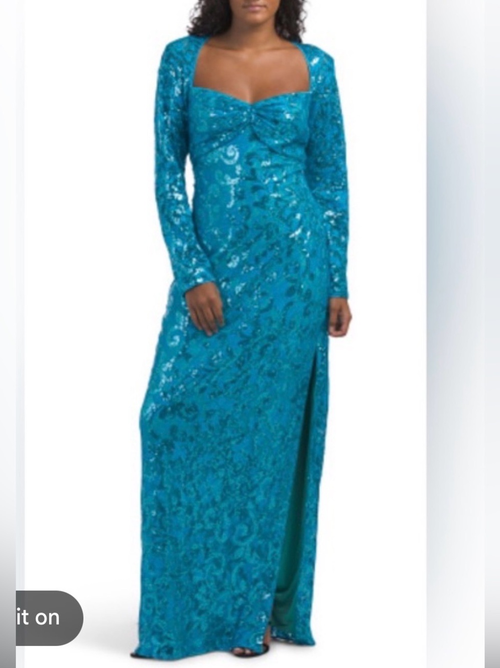 Sho by Tadashi Shoji full length blue sequin gown size 10
